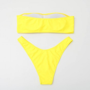 Letter Print Bikini 2021 Sexy Bandeau Swimwear Women Push Up Swimsuit Female Bather Bathing Suit Summer Beach Wear Swimming Suit